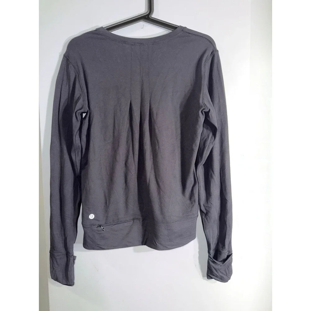 Lululemon Modal Pleated Back Long Sleeve Shirt dark gray size 4 thumb holes